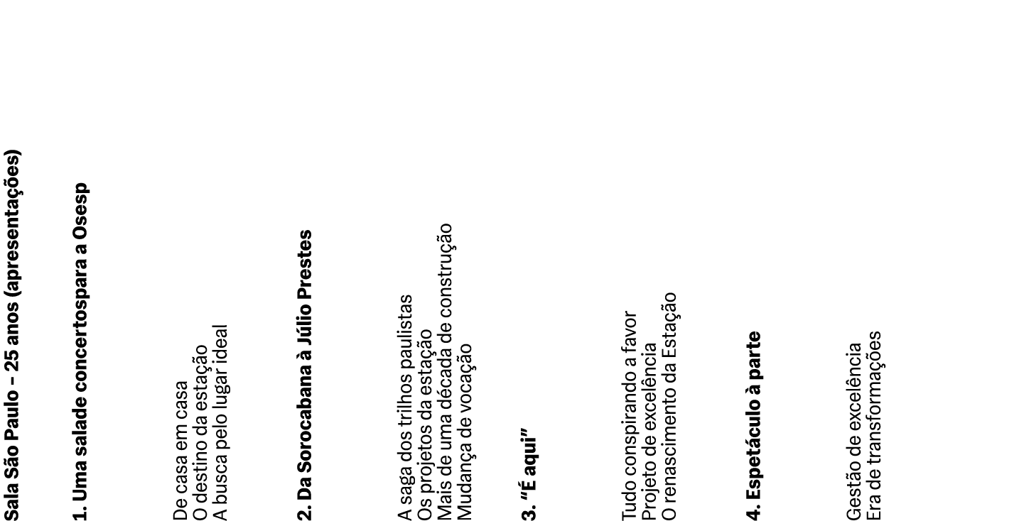 Sala S o Paulo – 25 anos (apresenta es) 1. Uma salade concertospara a Osesp De casa em casa O destino da esta  o A b...