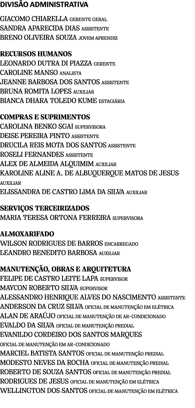 DIVIS O ADMINISTRATIVA GIACOMO CHIARELLA GERENTE GERAL SANDRA APARECIDA DIAS ASSISTENTE BRENO OLIVEIRA SOUZA jovem ap...